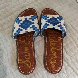 Sam Edelman Genesis Blue Aztec Print Slides